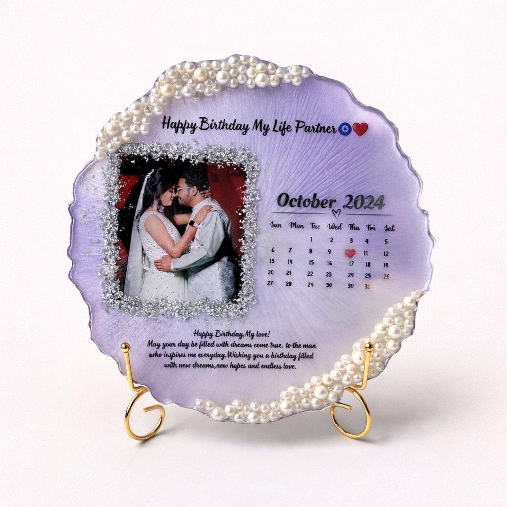 Personalized Photo Calendar Plate – Custom Birthday & Anniversary Gift