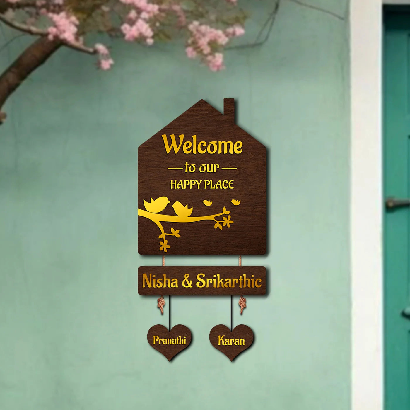Premium Brown Hut–Inspired 3D Name Plate with Golden Acrylic Finish