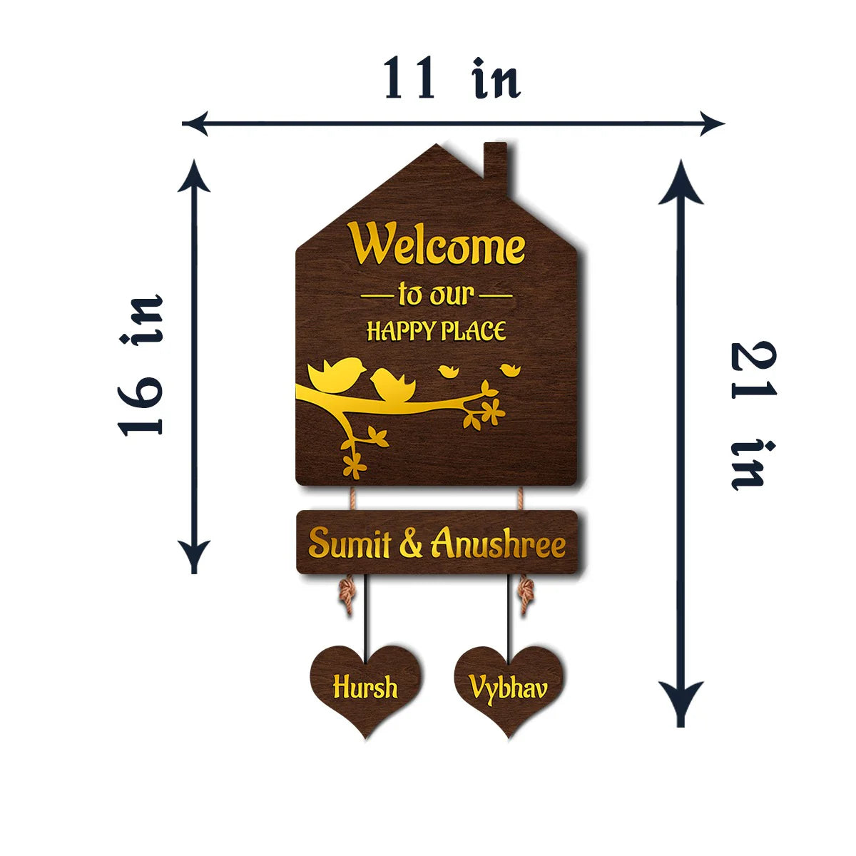 Premium Brown Hut–Inspired 3D Name Plate with Golden Acrylic Finish