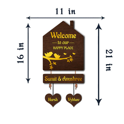 Premium Brown Hut–Inspired 3D Name Plate with Golden Acrylic Finish