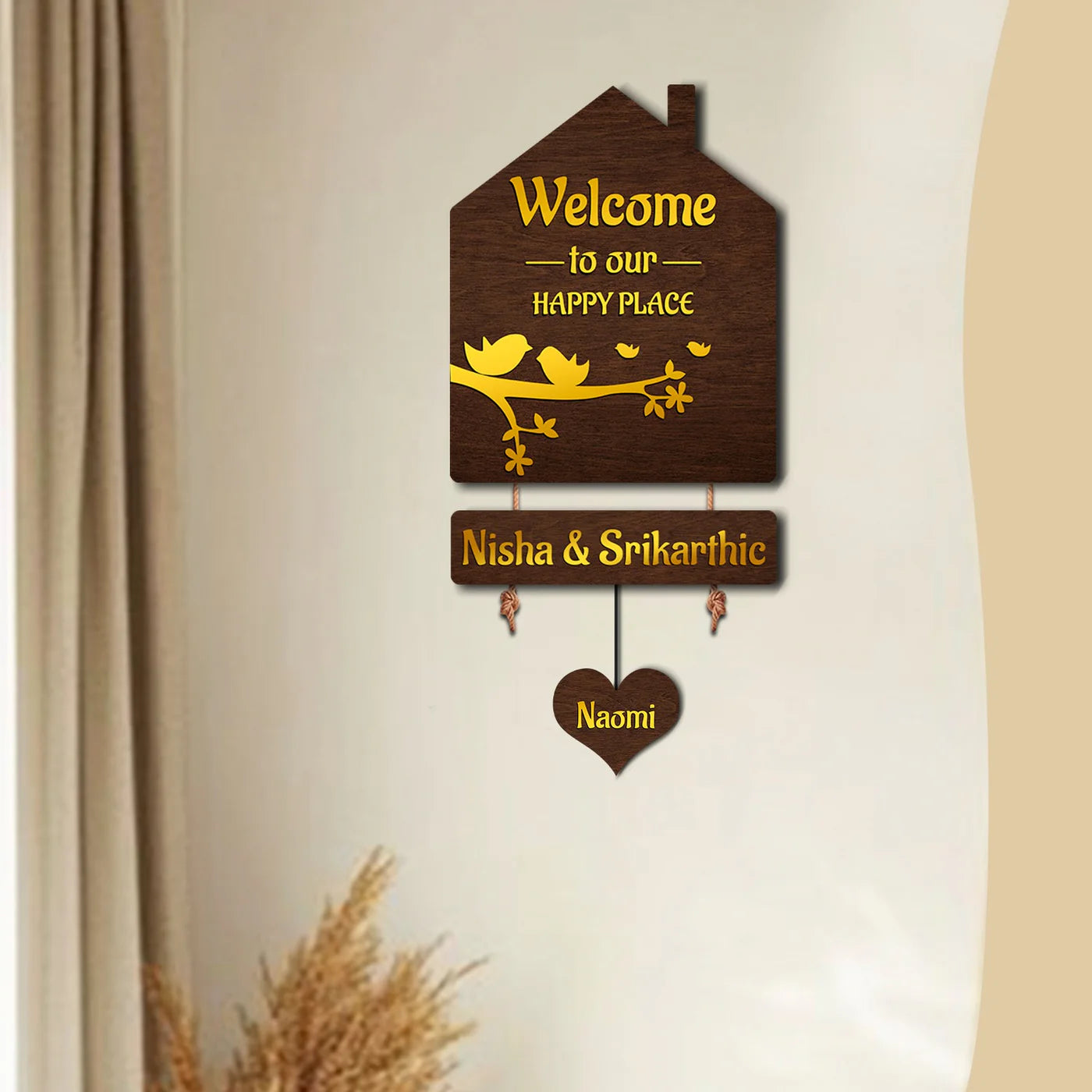 Premium Brown Hut–Inspired 3D Name Plate with Golden Acrylic Finish