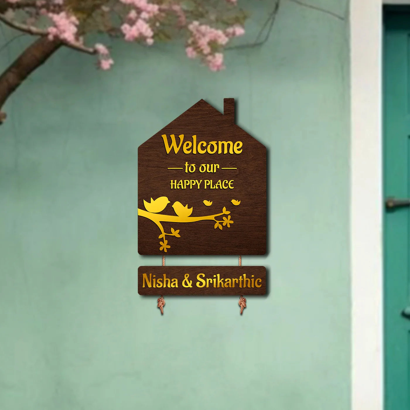 Premium Brown Hut–Inspired 3D Name Plate with Golden Acrylic Finish