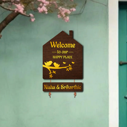 Premium Brown Hut–Inspired 3D Name Plate with Golden Acrylic Finish
