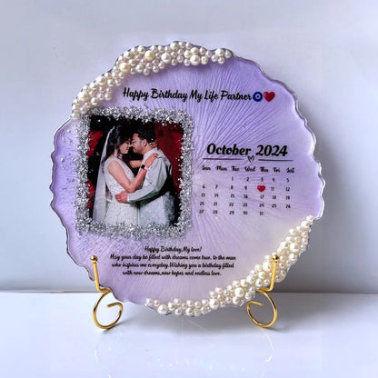 Personalized Photo Calendar Plate – Custom Birthday & Anniversary Gift