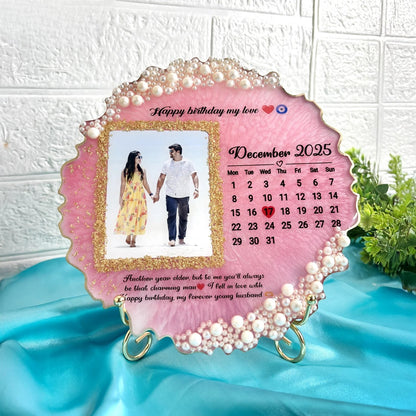 Personalized Photo Calendar Plate – Custom Birthday & Anniversary Gift