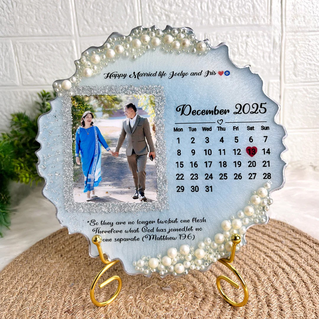 Personalized Photo Calendar Plate – Custom Birthday & Anniversary Gift